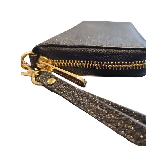 New Michael Kors Large Flat Multifunction Phone Case Wristlet Blk Glitter Wallet - Picture 13 of 16